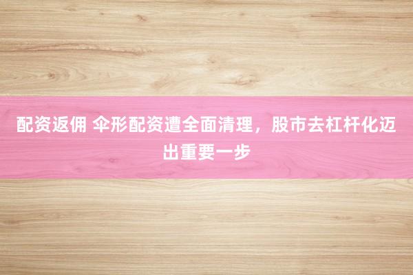 配资返佣 伞形配资遭全面清理,股市去杠杆化迈出重要一步