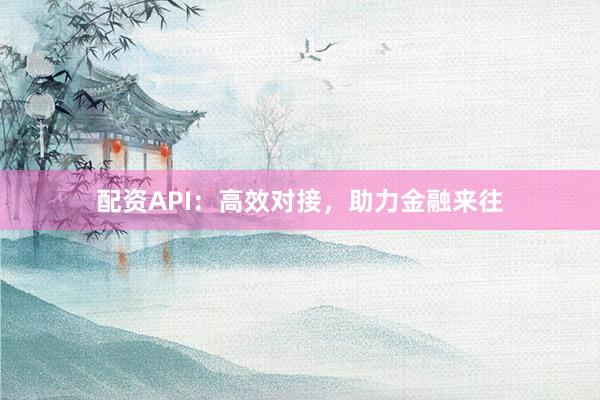 配资API：高效对接，助力金融来往