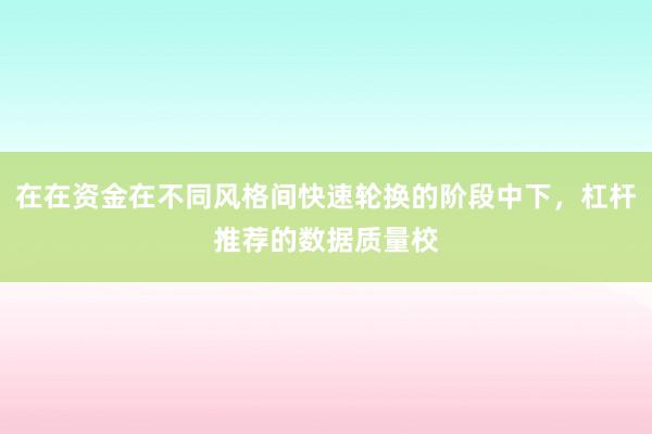 在在资金在不同风格间快速轮换的阶段中下，杠杆推荐的数据质量校