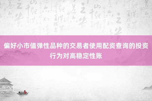 偏好小市值弹性品种的交易者使用配资查询的投资行为对高稳定性账