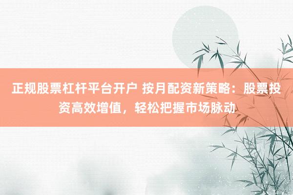 正规股票杠杆平台开户 按月配资新策略：股票投资高效增值，轻松把握市场脉动