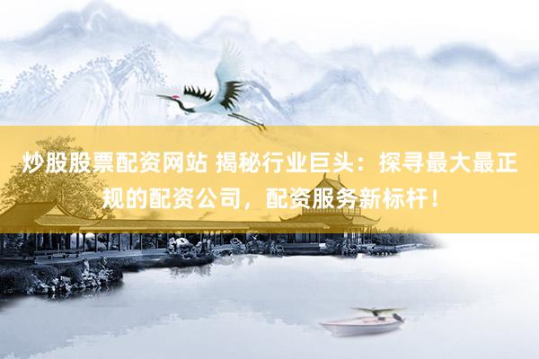 炒股股票配资网站 揭秘行业巨头：探寻最大最正规的配资公司，配资服务新标杆！