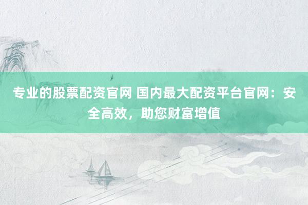 专业的股票配资官网 国内最大配资平台官网：安全高效，助您财富增值