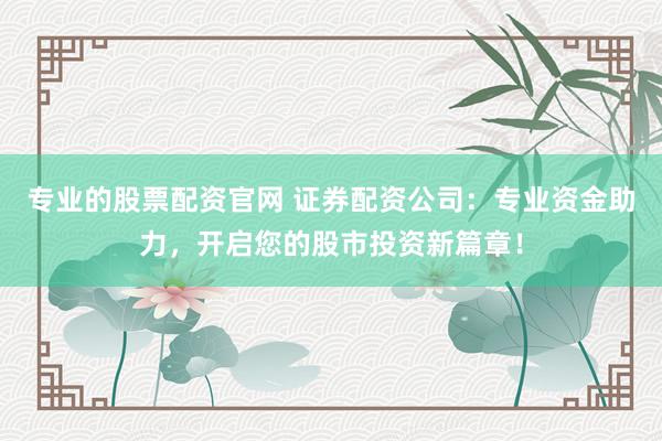 专业的股票配资官网 证券配资公司：专业资金助力，开启您的股市投资新篇章！