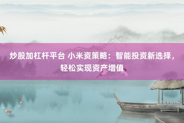 炒股加杠杆平台 小米资策略：智能投资新选择，轻松实现资产增值