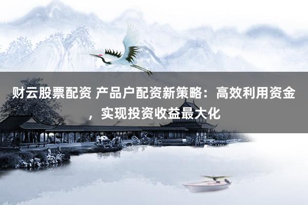 财云股票配资 产品户配资新策略：高效利用资金，实现投资收益最大化
